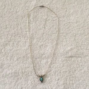 Silver necklace with small turquoise pendant